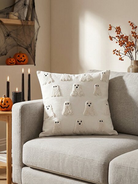Sinsay - Halloweenský dekorativní povlak na polštář s motivem duchů - černá