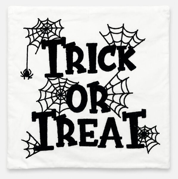 Sinsay - Halloweenský dekorativní povlak na polštář s nápisem a motivem pavučiny - bílá