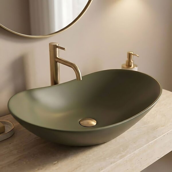 Rea Royal, umyvadlo na desku 615x355x155 mm, zelená matná, REA-U6372