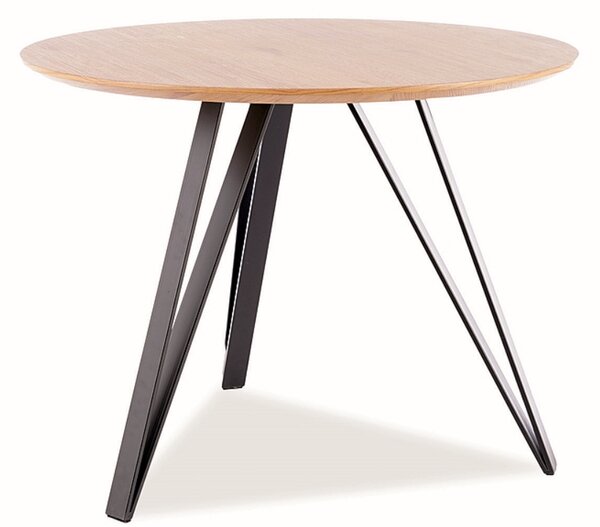 Dubový jídelní stůl s černými nohami TETIS 100x100