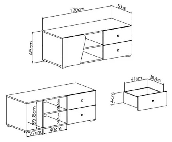 DELTA | TV stolek DL8 | 120 cm | dub/antracit