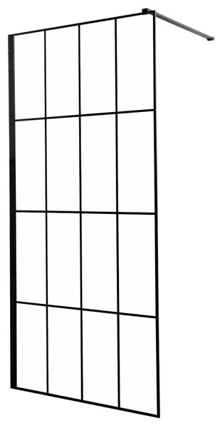 Novoterm Sprchová zástěna Walk-in NV-Techno 90, černá/transparent - bez vaničky