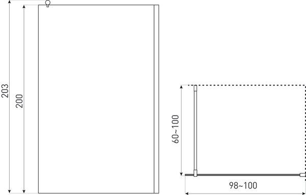 Novoterm Sprchová zástěna Walk-in NV-Line 100 G, černá/grafit - bez vaničky