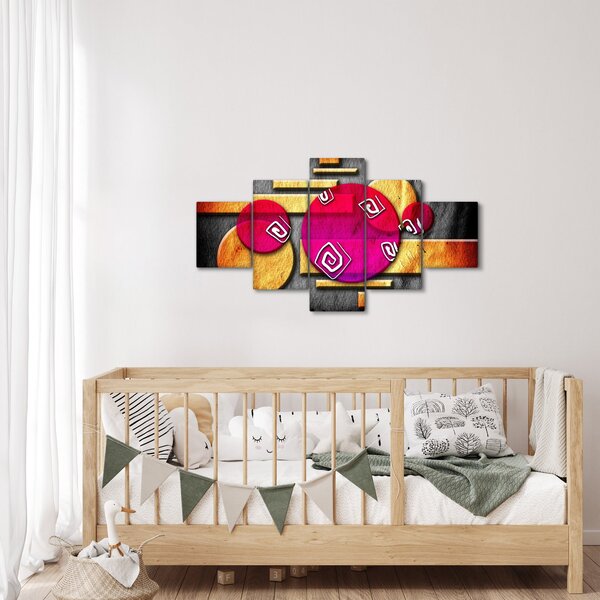 Abstraktní obraz s historickými symboly (125x70 cm)