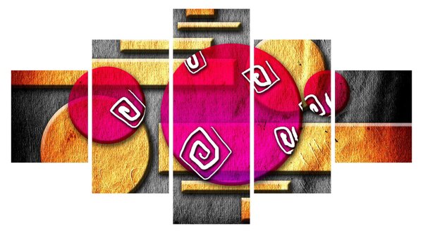 Abstraktní obraz s historickými symboly (125x70 cm)