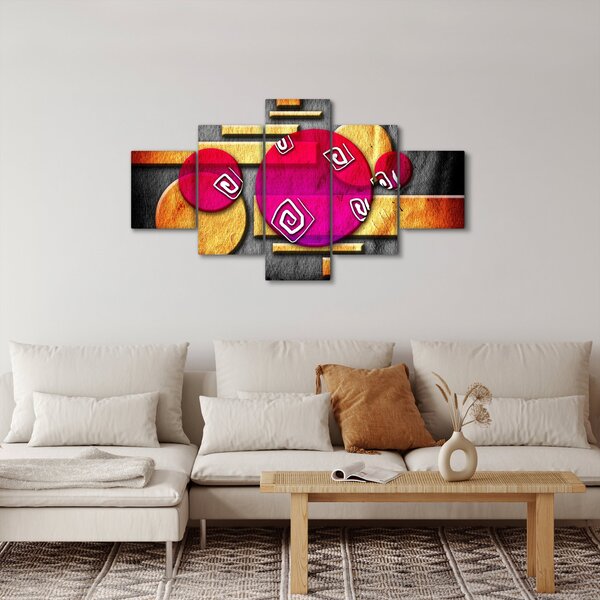 Abstraktní obraz s historickými symboly (125x70 cm)