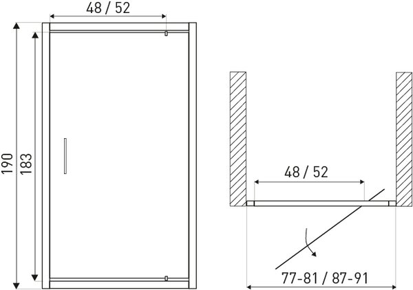 Novoterm Sprchové dveře do niky NV-Tomar DR 80, černá/grafit - bez vaničky