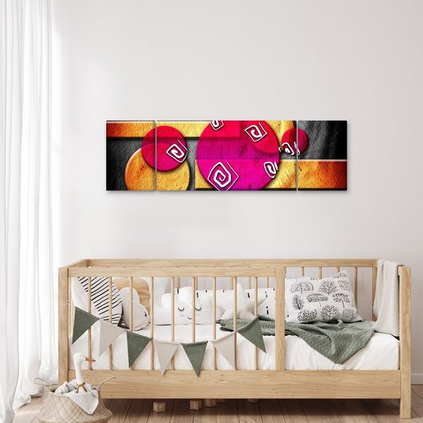 Abstraktní obraz s historickými symboly (170x50 cm)