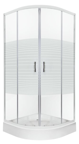 Novoterm Čtvrtkruhový sprchový kout NV-Madera 80x80 chrom/potisk - bez vaničky