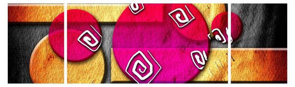 Abstraktní obraz s historickými symboly (170x50 cm)