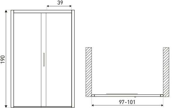 Novoterm Sprchové dveře do niky NV-Silves DR 100, černá/transparent - bez vaničky