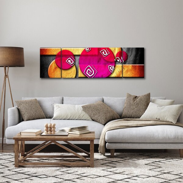 Abstraktní obraz s historickými symboly (170x50 cm)