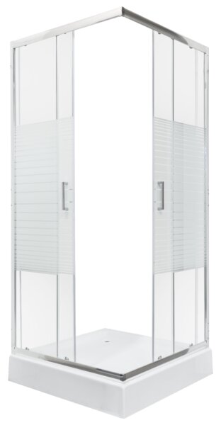 Novoterm Čtvercový sprchový kout NV-Madera STR 80x80 chrom/transparent + vanička