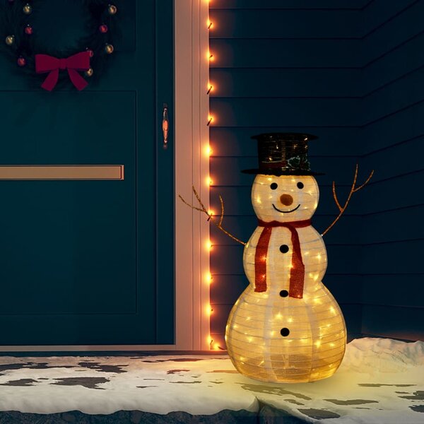 Dekorativní vánoční sněhulák s LED luxusní tkanina 90 cm