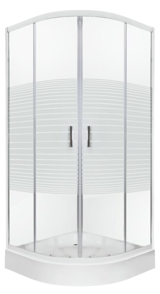 Novoterm Čtvrtkruhový sprchový kout NV-Madera 80x80 chrom/potisk + vanička