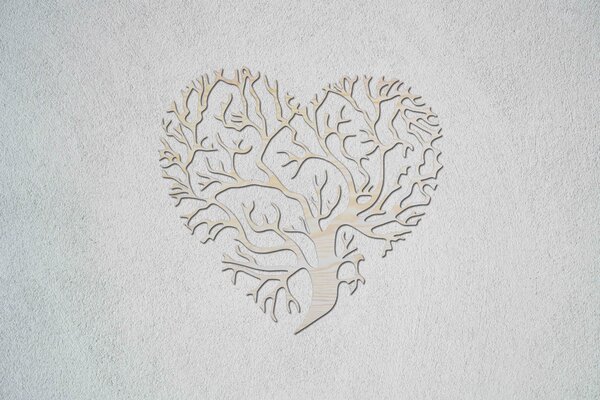 Strom - srdce Velikost: 30 cm, Barva pozadí: Bez pozadí, Barva obrysu: Přírodní