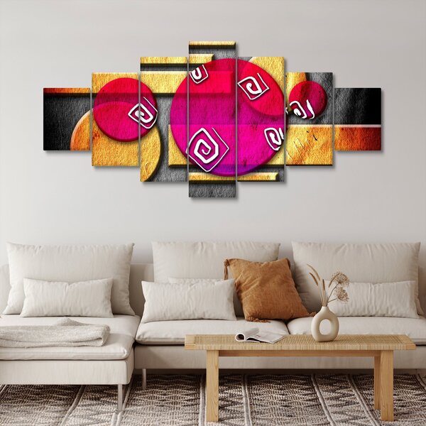 Abstraktní obraz s historickými symboly (210x100 cm)