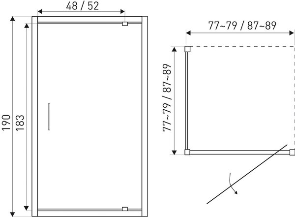 Novoterm Čtvercový sprchový kout NV-Tomar 80x80 černá/grafit - bez vaničky