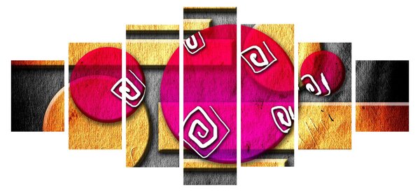 Abstraktní obraz s historickými symboly (210x100 cm)
