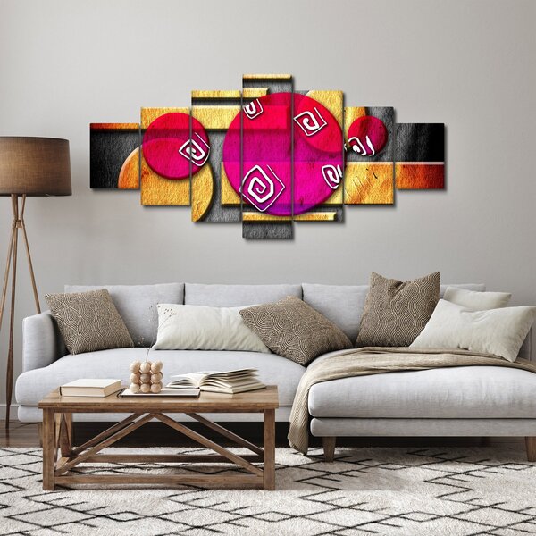 Abstraktní obraz s historickými symboly (210x100 cm)