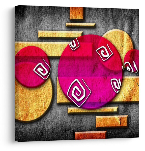 Abstraktní obraz s historickými symboly (30x30 cm)