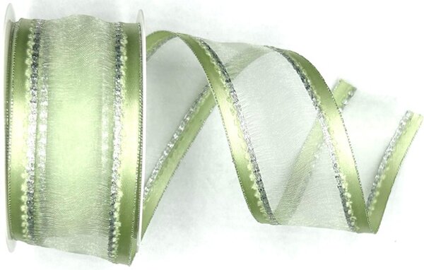 Stuha organzová MONDAN MINT SHINE mentolová PREMIUM 40mm x 3m (12,-Kč/m)
