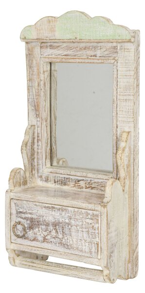 Zrcadlo s poličkou z teakového dřeva, 22x10x45cm (4A)