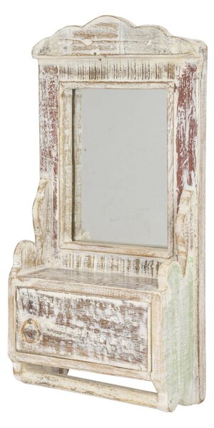 Zrcadlo s poličkou z teakového dřeva, 22x10x45cm (4D)