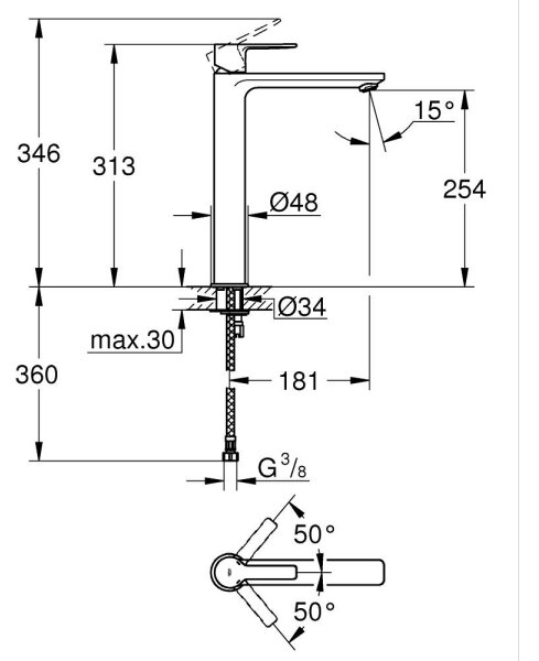 GROHE 23405DC1 - Umyvadlová baterie LINEARE DN 15 nerez