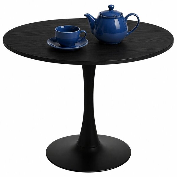 Kulatý jídelní stl VICTORY SLIM Ø 70 cm | Jemný kuchyský stl erné dřevo a kou | Moderní konferenní stolek Industrial Loft Dark Scandi