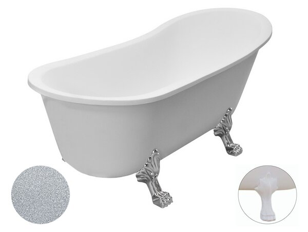 Besco Akrylátová volně stojící vana Olaya Glam S 160x68 bez přepadu Typ a barva výpustě: bez odpadového sifonu, Barva podpěrných nožek: Zlatá