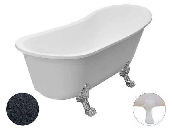 Besco Akrylátová volně stojící vana Olaya Glam G 160x68 bez přepadu Typ a barva výpustě: bez odpadového sifonu, Barva podpěrných nožek: Zlatá