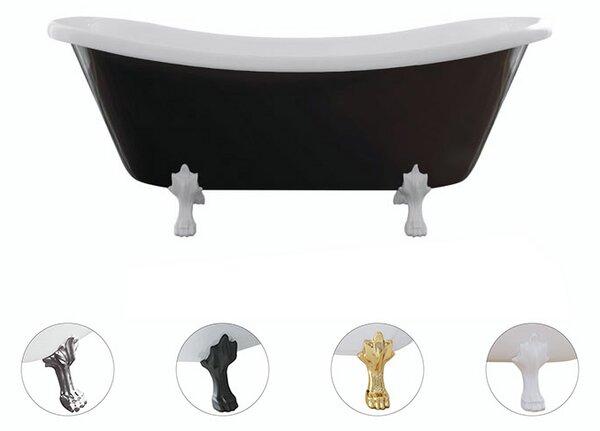 Besco Volně stojící vana ze sanitárního kompozitu Amelia BW 190x77 s přepadem Typ a barva výpustě: bez odpadového sifonu, Barva podpěrných nožek: Bílá