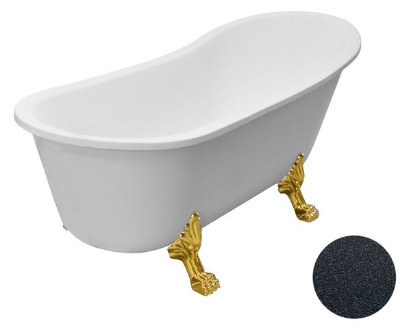 Besco Akrylátová volně stojící vana Olaya Glam G 160x68 bez přepadu Typ a barva výpustě: bez odpadového sifonu, Barva podpěrných nožek: Zlatá