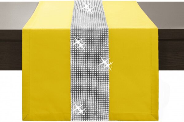 Běhoun na stůl Glamour se zirkony pastelově žlutý Barva Žlutá Rozměry 40x110 cm