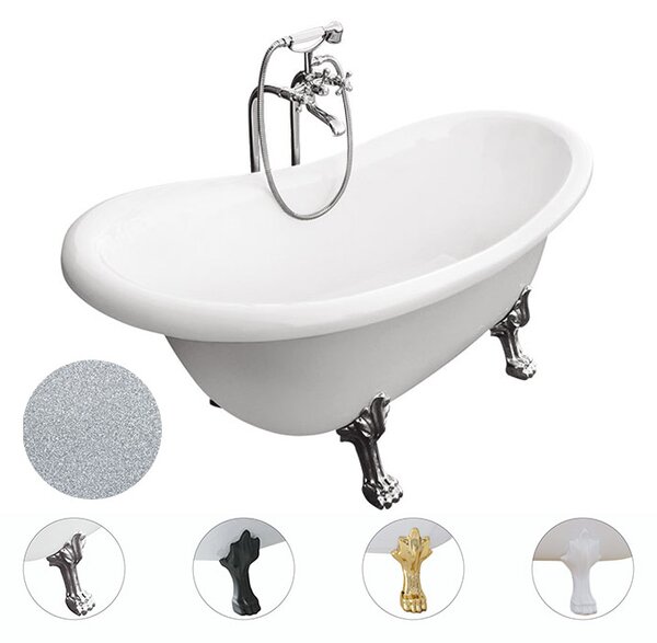 Besco Akrylátová volně stojící vana Otylia Glam S 160x77 (170x77) bez přepadu Rozměry (cm): 160x77, Typ a barva výpustě: bez odpadového sifonu, Barva podpěrných nožek: Černá mat
