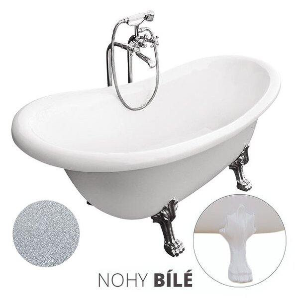 Besco Akrylátová volně stojící vana Otylia Glam S 160x77 (170x77) bez přepadu Rozměry (cm): 160x77, Typ a barva výpustě: bez odpadového sifonu, Barva podpěrných nožek: Černá mat