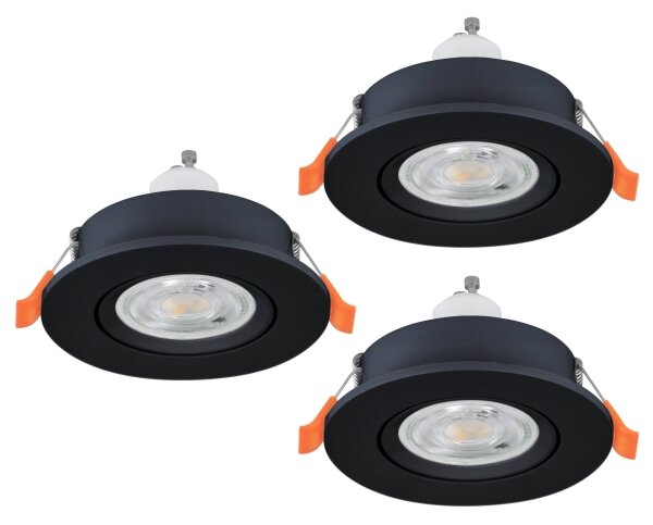 Eglo 902257 - SADA 3x LED Podh. bodové svítidlo BARRANCO 1xGU10/4,5W/230V černá