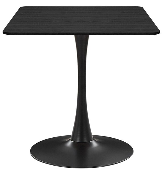 Tvercový jídelní stl TORI SLIM 70x70 cm | Jemný kuchyský stl erné dřevo a kou | Moderní konferenní stolek Industrial Loft Dark Scandi