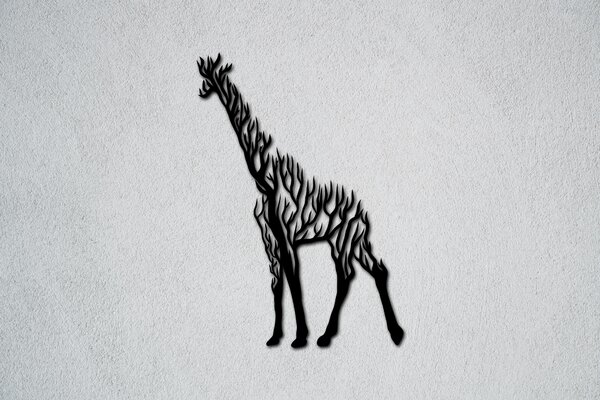 Žirafa - větve Velikost: 30 cm, Barva pozadí: Bez pozadí, Barva obrysu: Černá