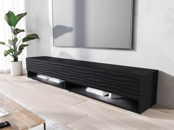 TV stolek/skříňka Adenik 180 MDF, Barva: czarny / czarna fala, Osvětlení: osvětlení LED RGB - barevné 5903211316845