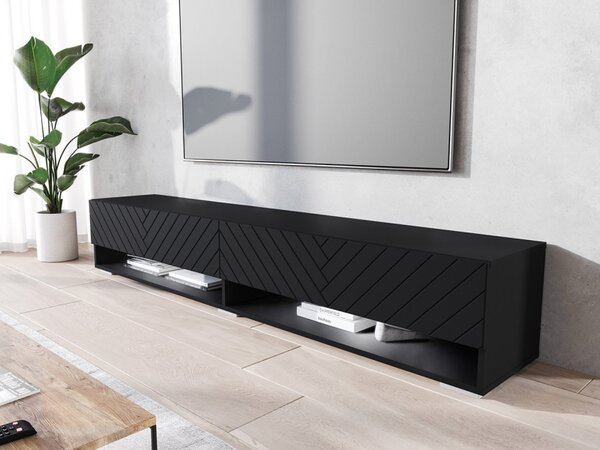 TV stolek/skříňka Adenik 180 MDF, Barva: czarny / czarna fala, Osvětlení: osvětlení LED RGB - barevné 5903211316845