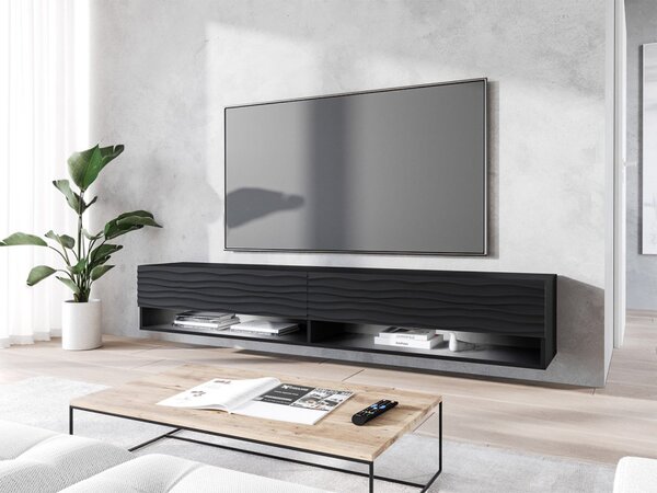 TV stolek/skříňka Adenik 180 MDF, Barva: czarny / czarna fala, Osvětlení: osvětlení LED RGB - barevné 5903211316845