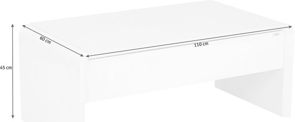KONFERENČNÍ STOLEK, bílá, sklo, kompozitní dřevo, 110/60/45-71 cm Xora - Konferenční stolky