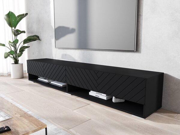 TV stolek/skříňka Adenik 180 MDF, Barva: czarny / czarna fala, Osvětlení: osvětlení LED RGB - barevné 5903211316845