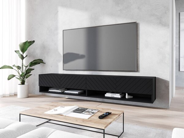 TV stolek/skříňka Adenik 180 MDF, Barva: czarny / czarna fala, Osvětlení: osvětlení LED RGB - barevné 5903211316845