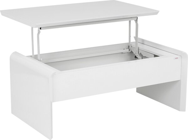 KONFERENČNÍ STOLEK, bílá, sklo, kompozitní dřevo, 110/60/45-71 cm Xora - Konferenční stolky