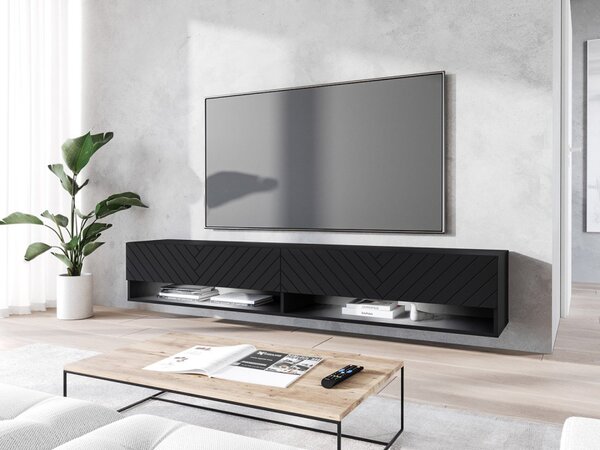 TV stolek/skříňka Adenik 180 MDF, Barva: czarny / czarna fala, Osvětlení: osvětlení LED RGB - barevné 5903211316845