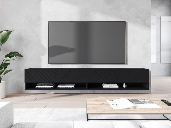 TV stolek/skříňka Adenik 180 MDF, Barva: czarny / czarna fala, Osvětlení: osvětlení LED RGB - barevné 5903211316845