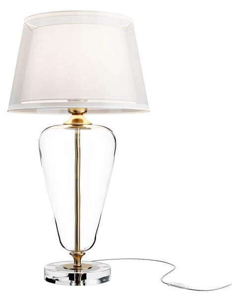 Luxusní stolní lampa VERRE - čiré sklo a mosaz